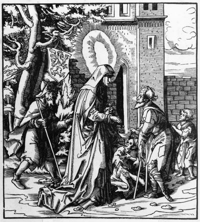 St. Iduberge helping lepers by Hans Burgkmair